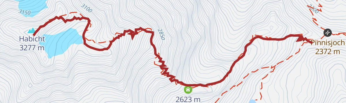Route map: Innsbruckerhütte - Habicht